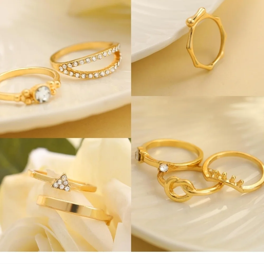 Gold Stacked Midi & Knuckle Ring Set for Women 30 Pc